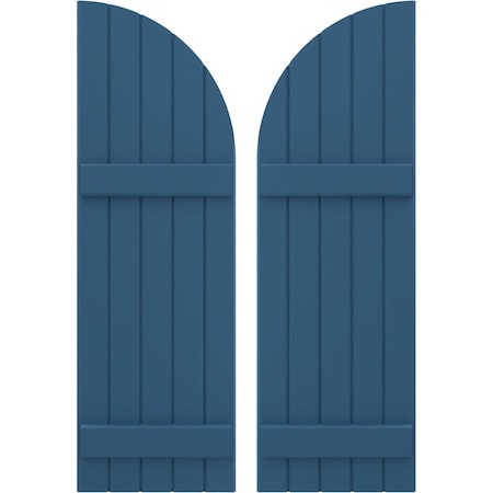 Ekena Millwork Americraft 5-Board (2 Batten) Wood Joined Board-n-Batten Shutters w/ Arch Top, ARW101BQ518X74HBH, PR ARW101BQ518X74HBH